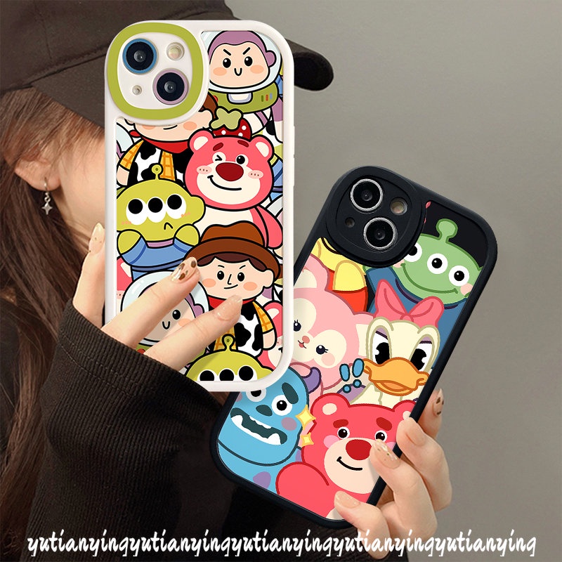 Casing Ponsel Beruang Strawberry Manyo Lucu Kompatibel Untuk IPhone XR 7 6s 6 8 Plus 11 Pro Max 7Plus 12 13 14 Pro Max XS X Max SE 2020 Disney Donald Duck Kartun Toy Story Soft Tpu Cover