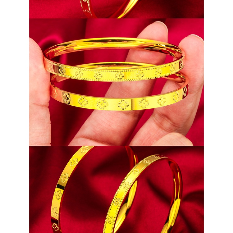 Goldkingdom Perhiasan Fashion 24K Bangkok Aksesoris Ready Stock Gelang CNC Tertutup Gelang Wanita Terbaru Minimalis Mewah