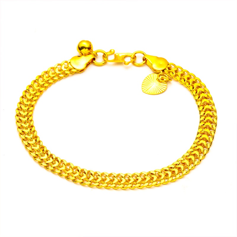 Goldkingdom Fashion Perhiasan 24K Bangkok Aksesoris Bintik Berlapis Emas Gelang Datar Anak Gelang Lady