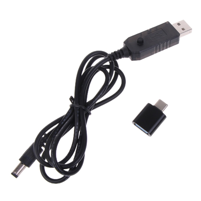 Gro USB 5V to DC 9V 12V Power Boost Line AdapterTypeC to 5kabel Converter Konektor Lubang Bulat 5x2 1mm USB Kabel Step-up