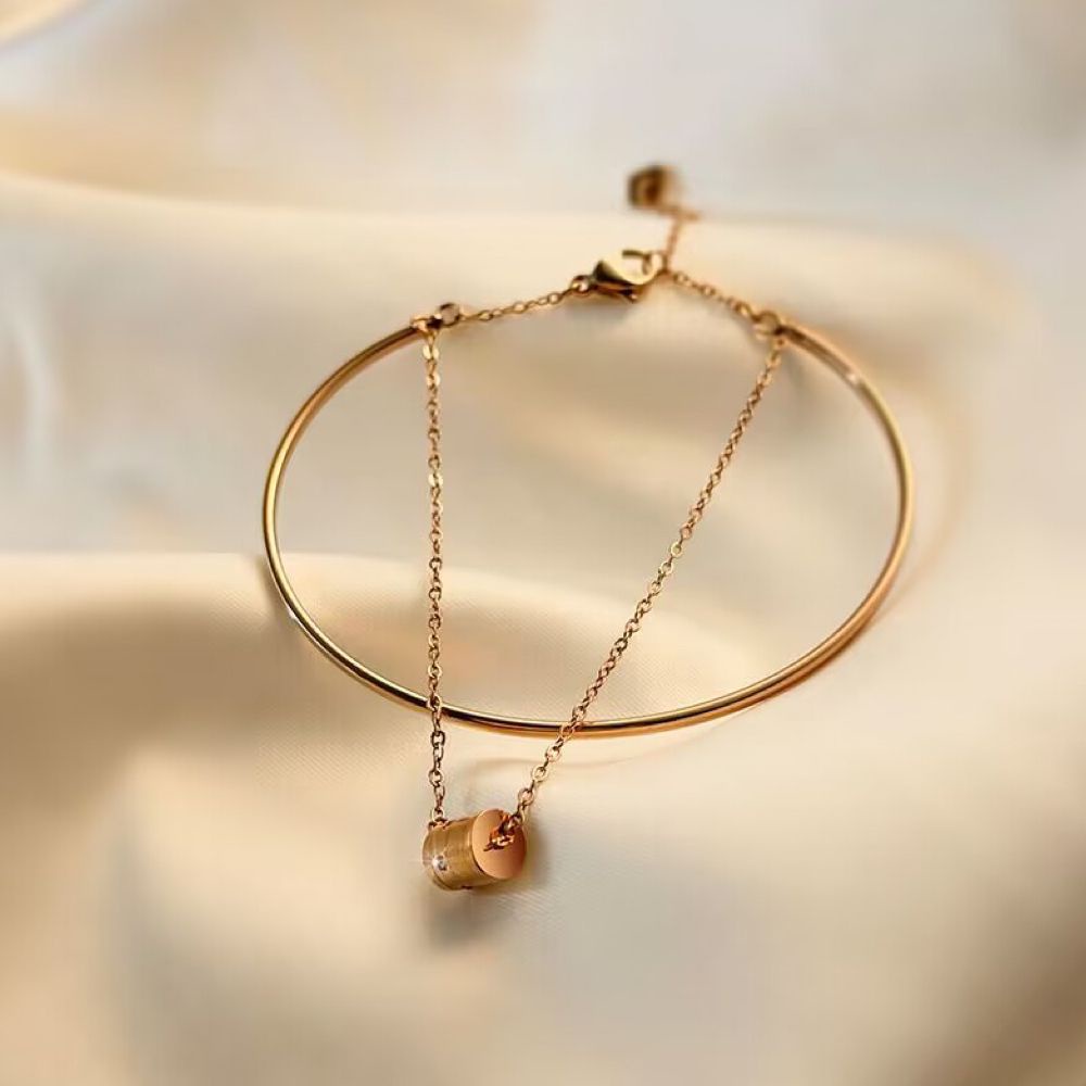 GROSIR Gelang tangan kombinasi tabung titanium stainless steel 316L import berkualitas anti karat bisa bayar di tempat COD