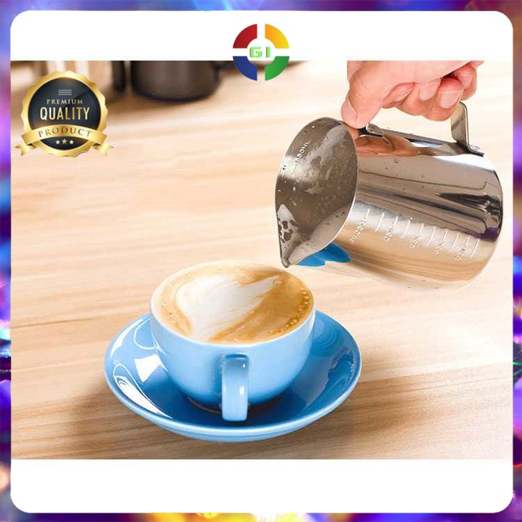 Gelas Milk Jug Kopi Espresso Latte Art Stainless Steel 350 ml Silver