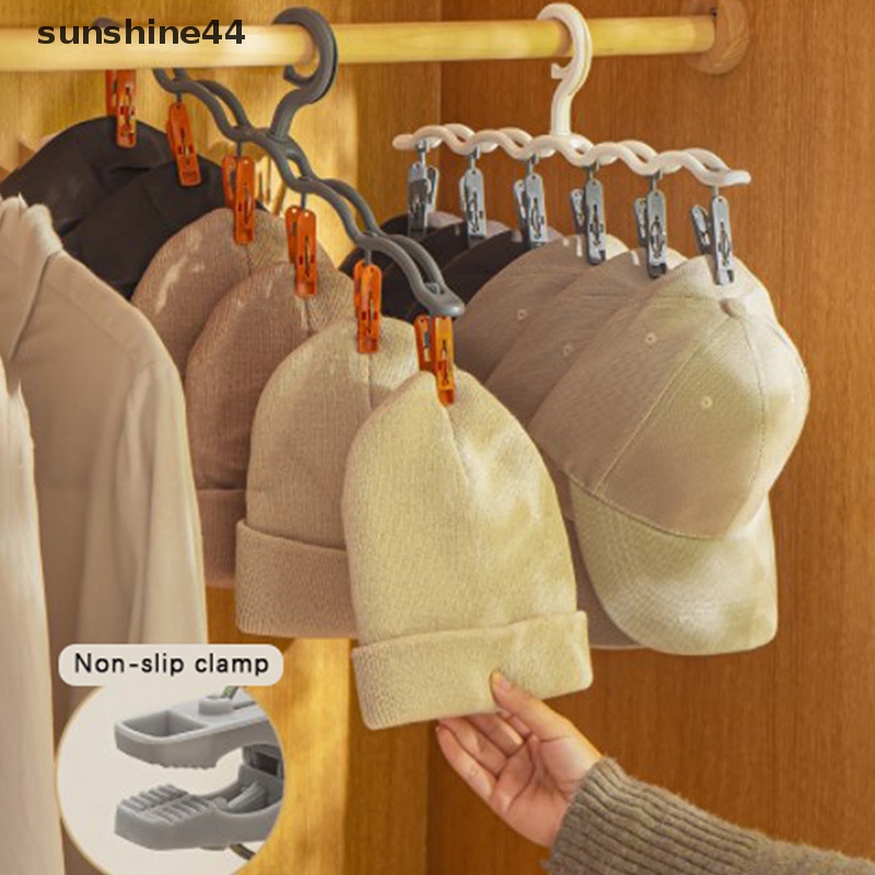 Sunshine Household Caps Holder Satu Baris 6jepit Rak Penyimpanan Topi Gantungan Kaos Kaki ID