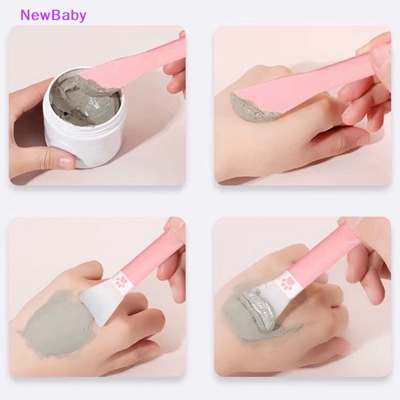 Newbaby 1/5Pcs Kuas Masker Wajah Dua Kepala Bahan Silikon Untuk Wajah Dioleskan Lumpur Clay ID