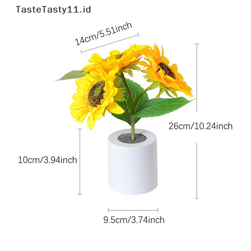 Tastetasty Sunflowers Lampu Meja LED Simulasi Bunga Lampu Malam USB Rechargeable.