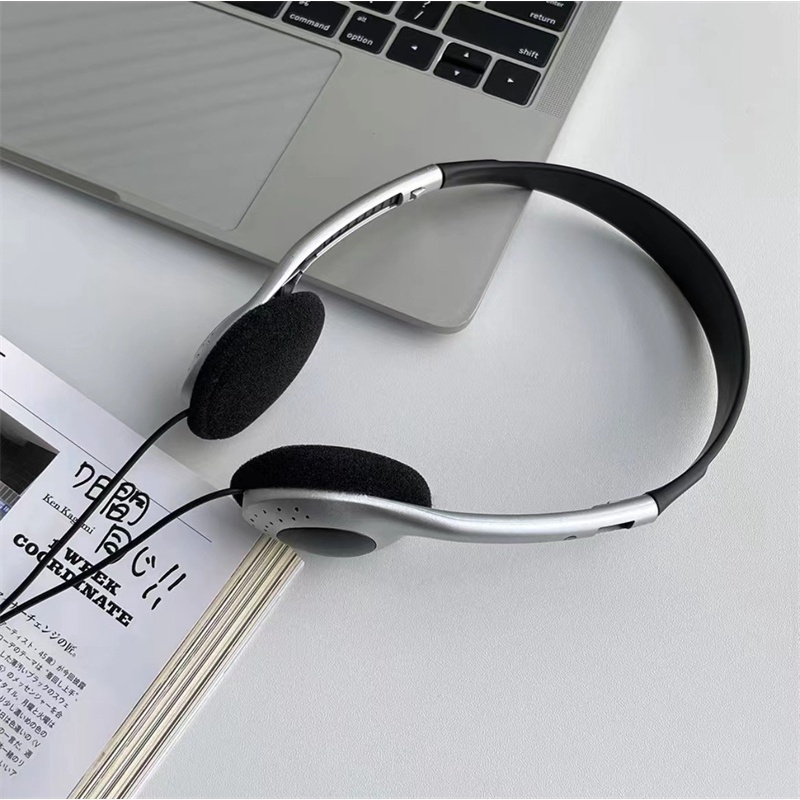 Headphone Silver 90s Klasik Retro Dengan mic