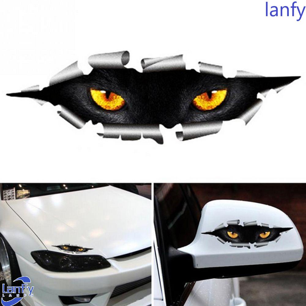 Lanfy Stiker Mata Kucing Keren Pribadi Dekorasi Mobil 3D Mata Lucu Styling Seluruh Aksesoris Mobil