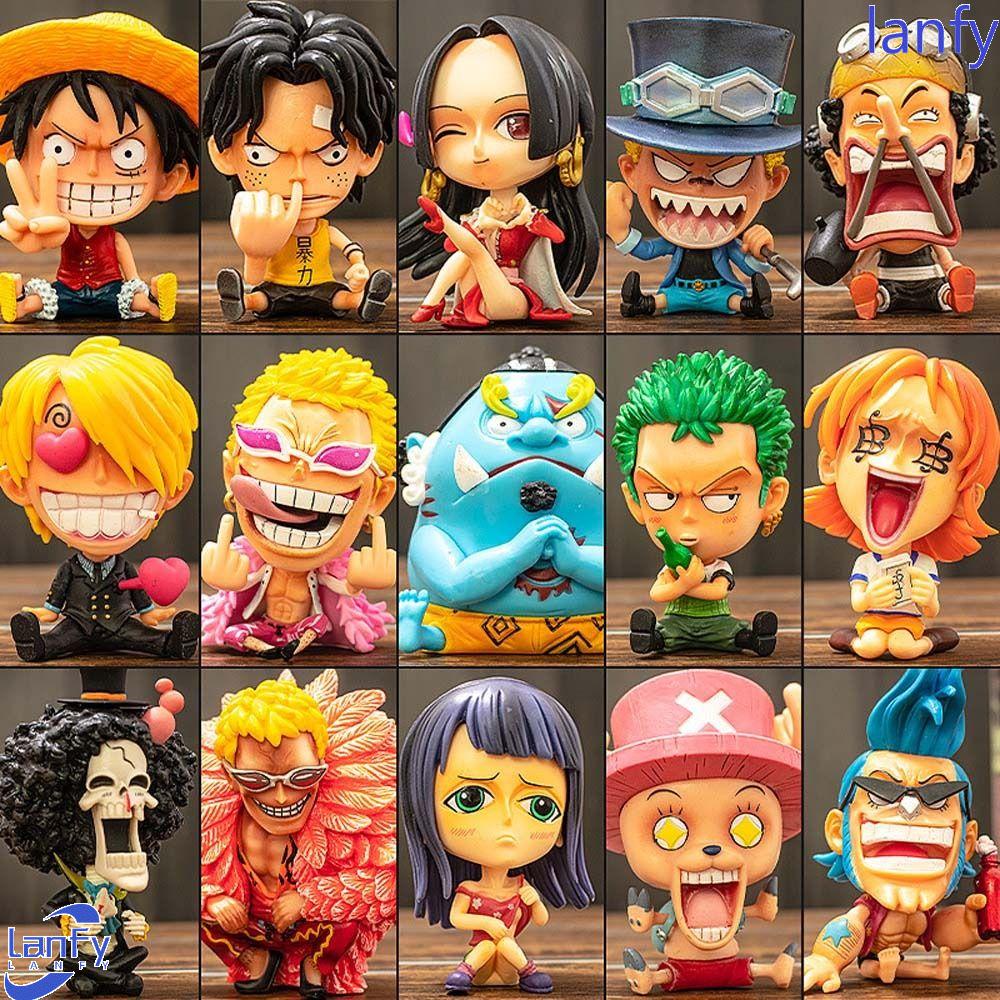 Lanfy Monkey D Luffy Model Mainan Miniatur Anime Jepang PVC Toys Ace Desktop Ornamen Robin Boa Hancock Nami Sabo Patung Anime