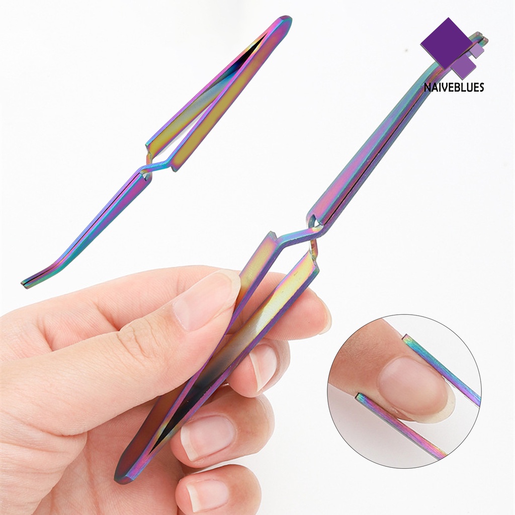 [naiveblues] Klip Nail Art Sculpting Anti deformable Tahan Korosi Cross-design Stainless Steel Nail Curve Tweezer