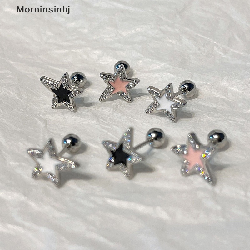 Mornin 1pasang Fashion Bintang Zirkon Telinga Studs Anting Untuk Wanita Tulang Rawan Helix Telinga Tulang Kuku Manis Keren Telinga Perhiasan Hadiah id