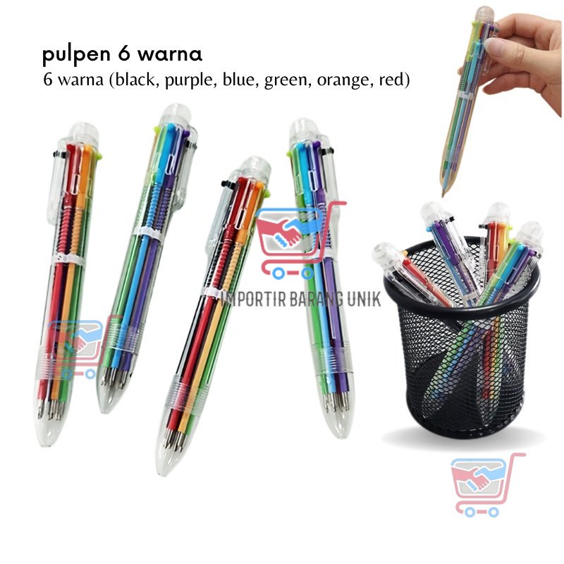 

IMB -E412- Pulpen 6 Warna - Pulpen 6 Color in 1 Ballpoint Pen Office Pena 6 Warna