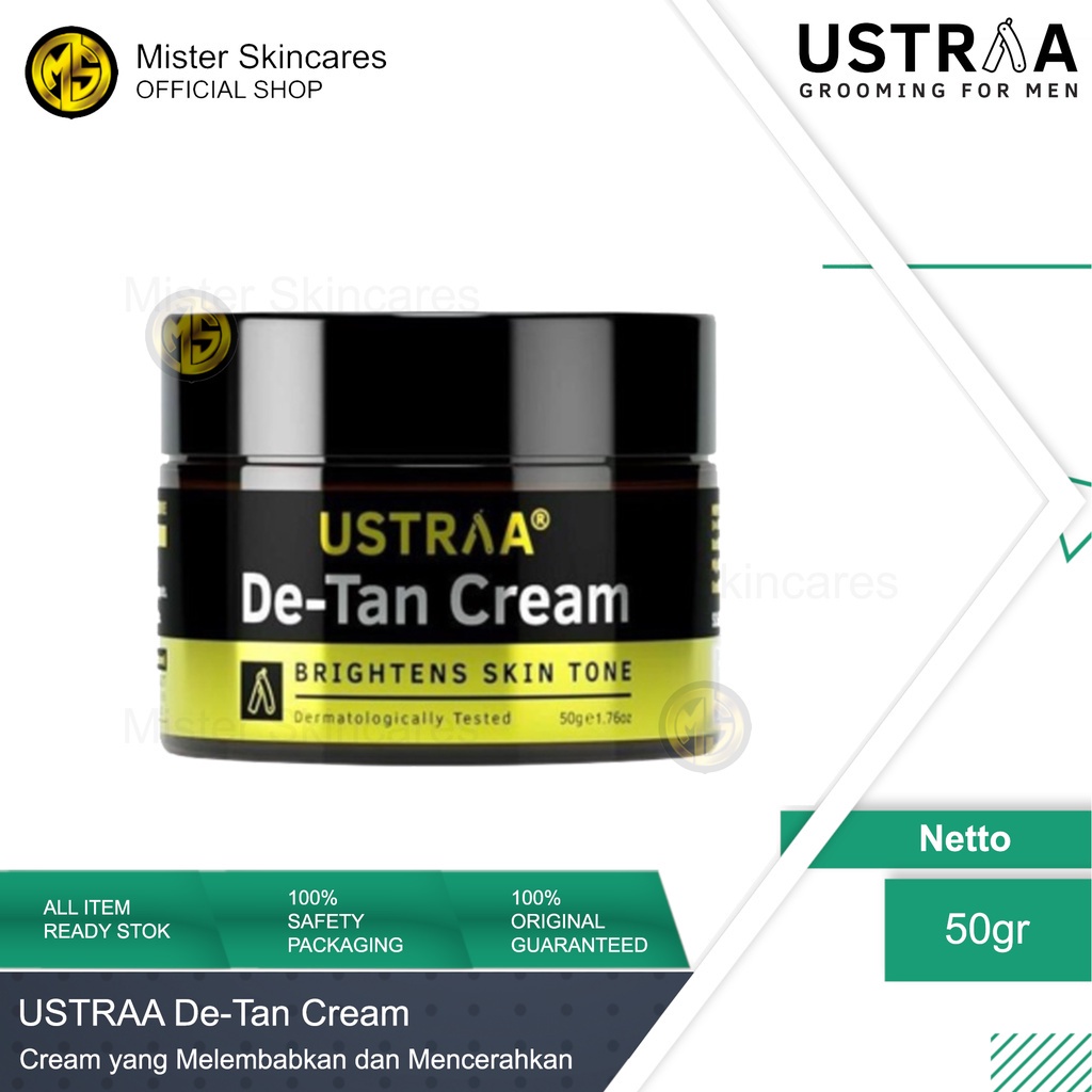 Cream Pelembab Pencerah Pemutih Wajah Pria Ustraa De-Tan Krim 50gr