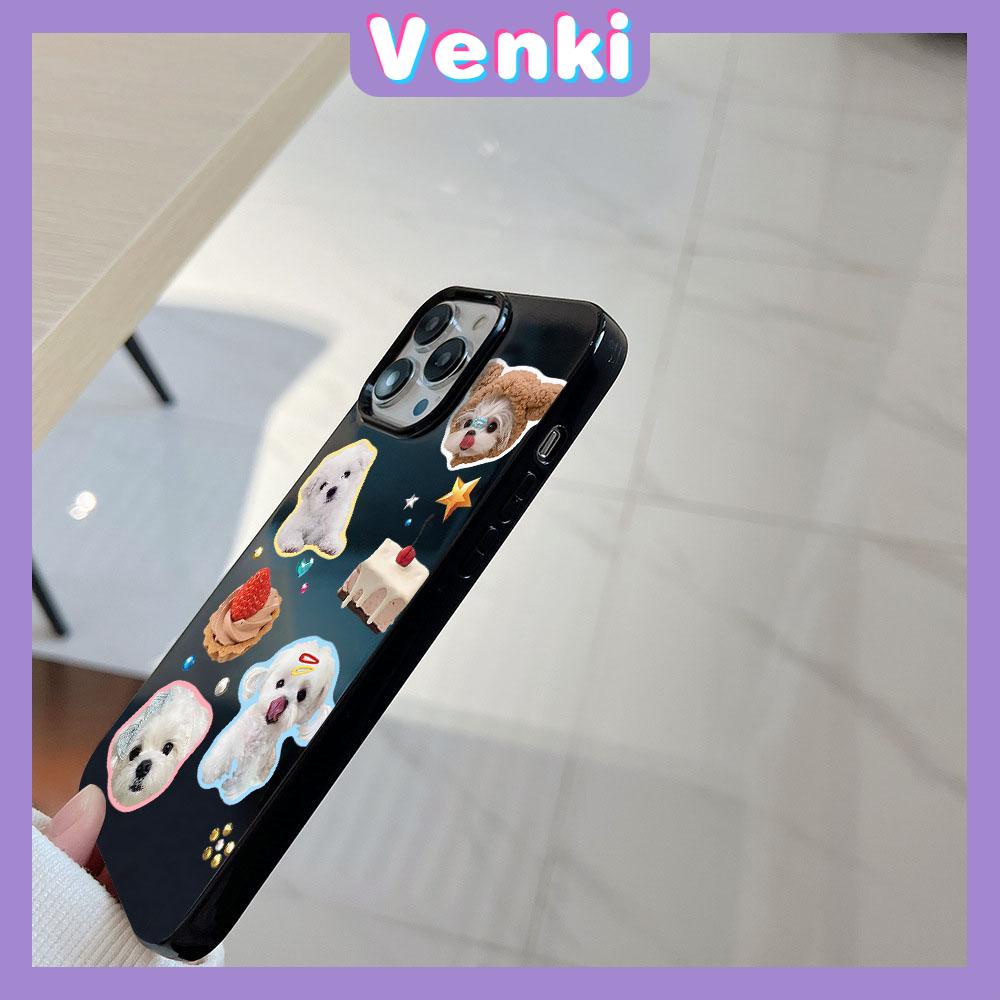 VENKI - For iPhone 11 iPhone Case Black Glossy TPU Soft Case Shockproof Protection Camera Cute Cartoon Compatible with iPhone 14 13 Pro max 12 Pro Max 11 xr xs max 7Plus 8Plus