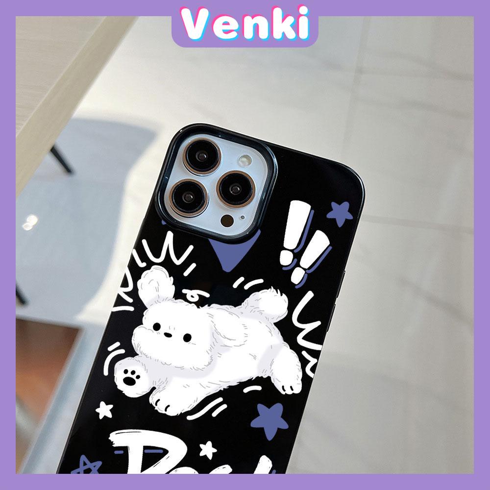 VENKI - For iPhone 11 iPhone Case Black Glossy TPU Soft Case Shockproof Protection Camera Cute Dog Compatible with iPhone 14 13 Pro max 12 Pro Max 11 xr xs max 7Plus 8Plus