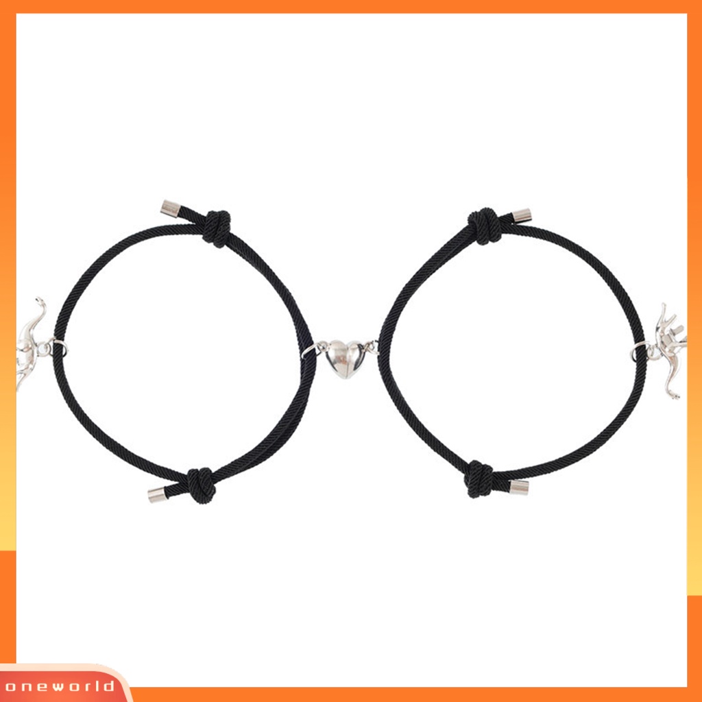 [EONE] 1pasang Gelang ic Adsorpsi Susah Putus Anti Jatuh Keringat-Bukti Adjustable 3D Jantung Dinosaurus Pasangan Gelang Perhiasan Aksesori