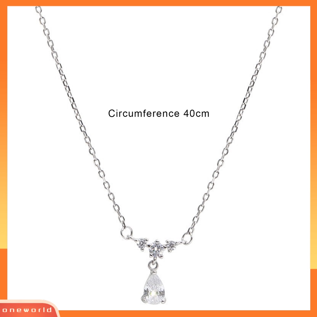 [ONE] Wanita Kalung High-end Indah Mengkilap Cubic Zirconia Bentuk Tetesan Air Lady Liontin Perhiasan Perempuan