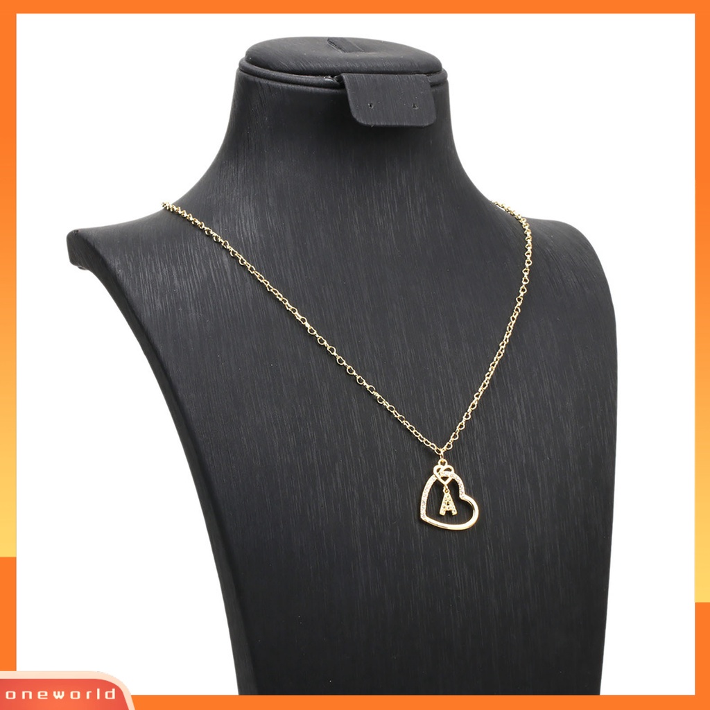 [EONE] Rantai Kalung Cubic Zirconia Alfabet Berbentuk Hati Liontin Geometris Leher Dekorasi Hypoallergenic Heart Pendant Initial Necklace Aksesori Pakaian