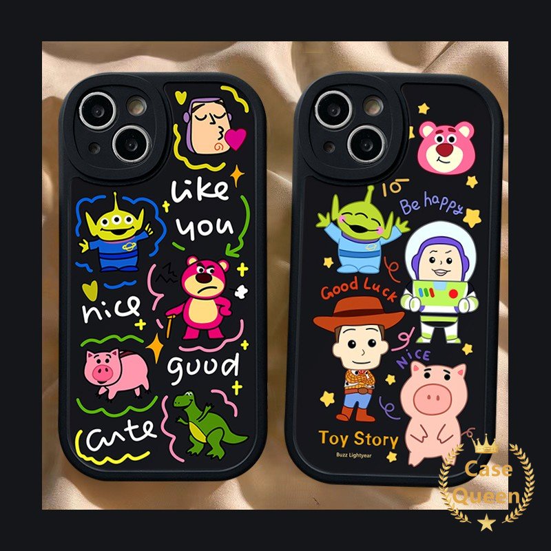 Lovely Pig Kartun Toy Story Alien Phone Case Kompatibel Untuk IPhone XR XS X Max7 6 6s 8plus 11 13 12 14 Pro Max 7Plus SE 2020 Cute Strawberry Bear Manyo Soft Tpu Cover