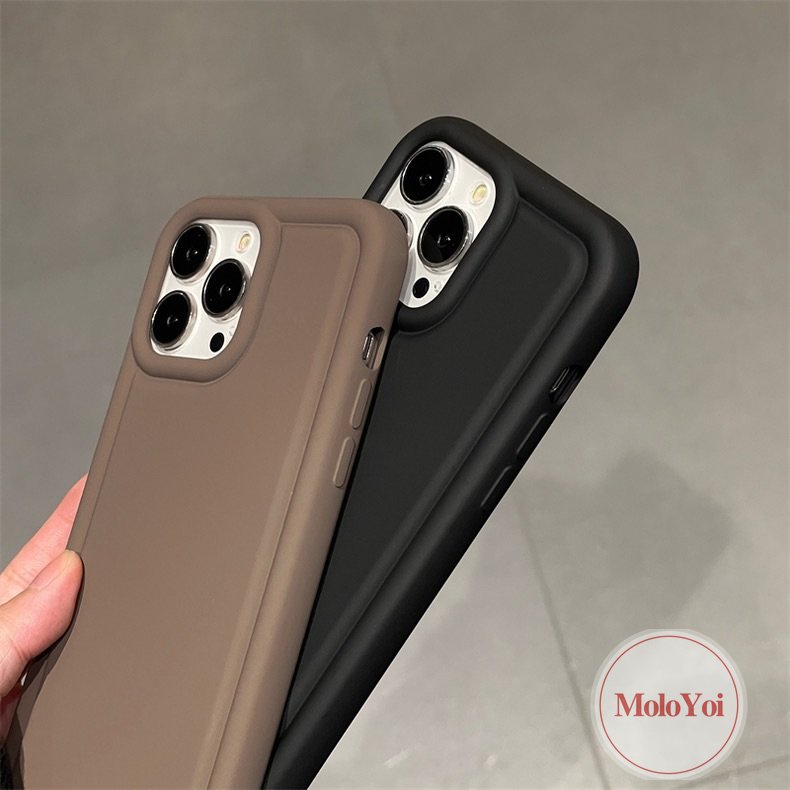 IPHONE Casing Simple Mewah Kompatibel Untuk Iphone11 14 13 12 Pro MAX 7Plus 8Plus XR 6.6s 7 8 Plus X XS MAX SE 2020 Menebal Airbag Shockproof Matte Polos Silikon Cair Soft Cover