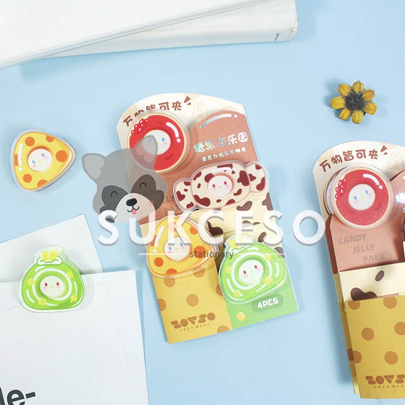 

Candy Jelly Park Multipurpose Acrylic Clip Set 4 pcs / Paper Klip Motif Lucu