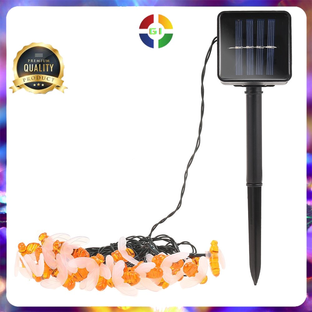 Lampu Taman Hias Solar Sensor Cahaya Bentuk Lebah Waterproof 30 LED Warm White