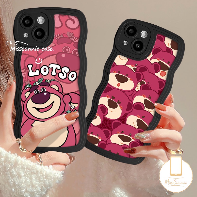 Casing Ponsel Kartun Disney Manyo Kompatibel Untuk IPhone 7Plus 11 14 13 12 Pro Max XR X XS Max8 6 6s 7 14 Plus SE 2020 Lucu Beruang Strawberry Wavy Edge Tpu Soft Back Cover