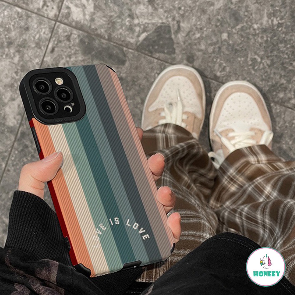 IPHONE Fashion Garis Warna-Warni Lucu Ponsel Case Kompatibel Untuk Iphone14 11 13 12 Pro Max Silikon Case Untuk Iphone7 8 14 Plus XR XS X Shockproof Back Cover