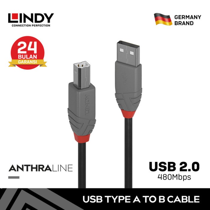 LINDY 7.5M Kabel Data USB 2.0 Type A to B Cable Printer Soundcard