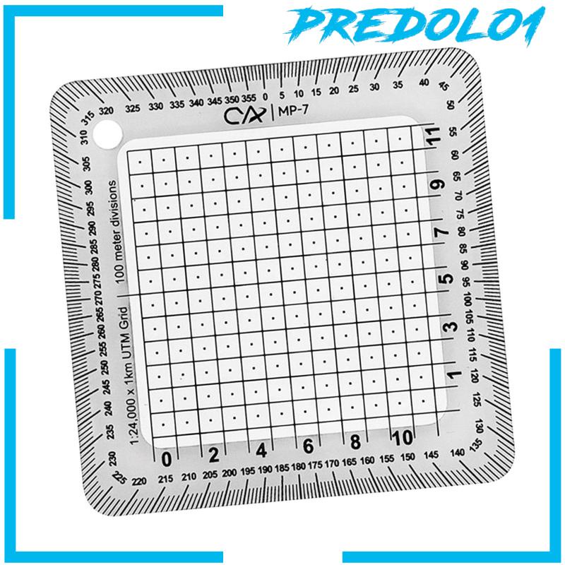[Predolo1] Pocket Grid Busur Derajat Maptool Transparan Untuk Travelling Membaca Outdoor