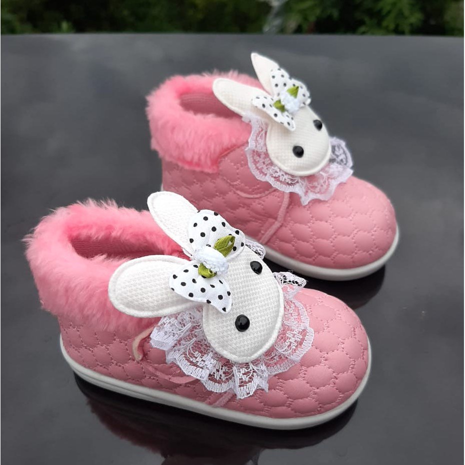 SNP03 Sepatu Pesta Anak Perempuan Bunyi Cit Cit Umur 1 - 6 tahun - Sepatu Boot anak Boneka Kelinci