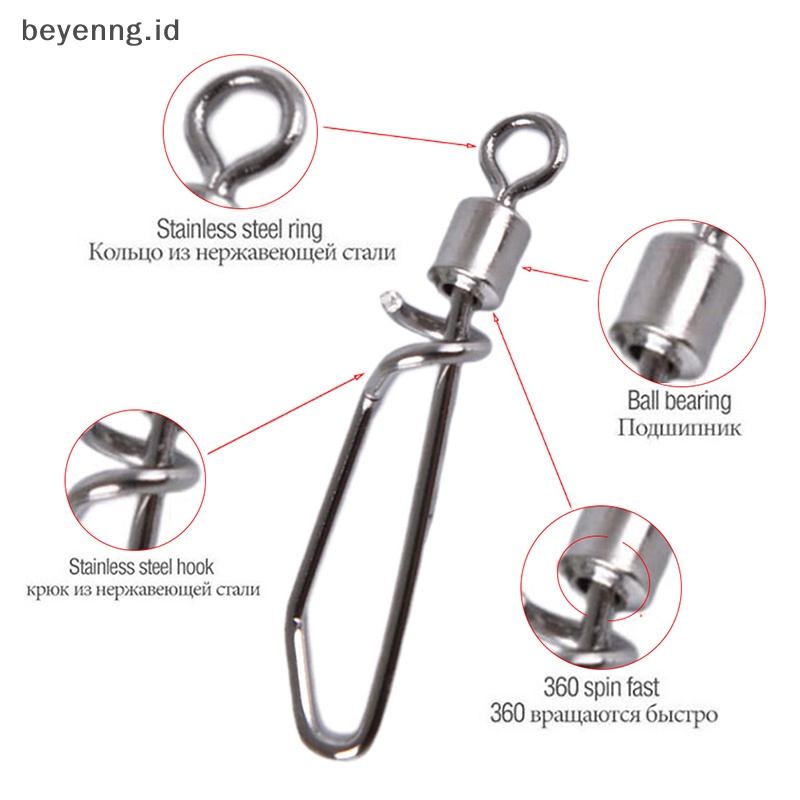 Beyen 50pcs Konektor Pancing Putar Swing Coastlock Snap Fishing Tackle2#-10# Id