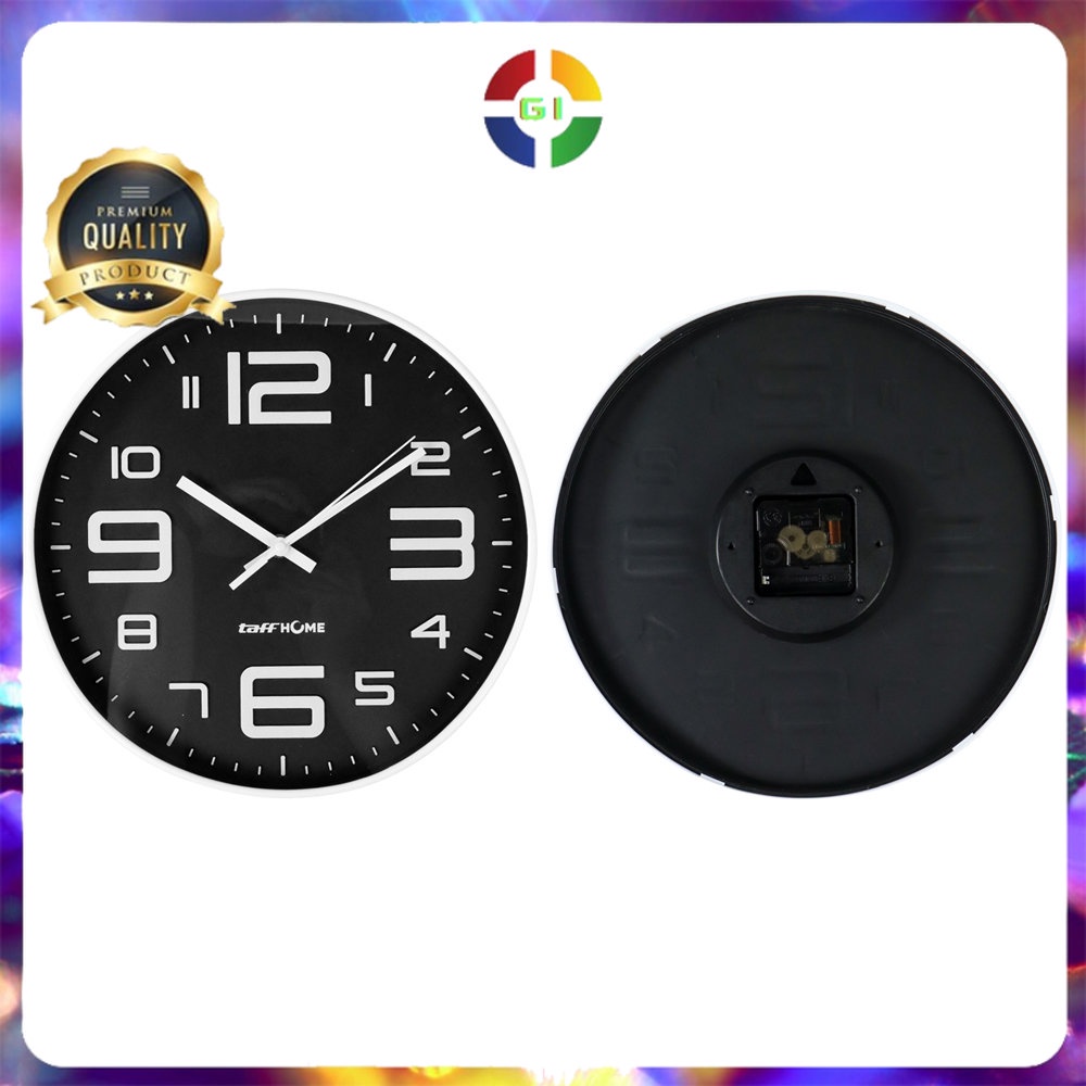 Jam Dinding Bulat Quartz Creative Design Modern Black