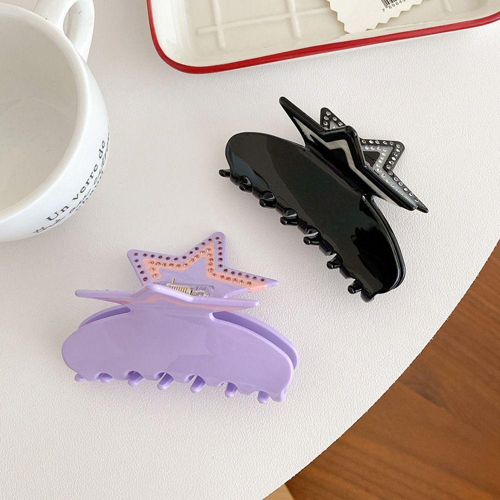 Agustina Bintang Asetat Rambut Cakar Elegan Bergaya Y2k Gaya Gadis Jepit Rambut Fashion Hiasan Kepala Ponytail Holder Zirkon Korea Hair Clips