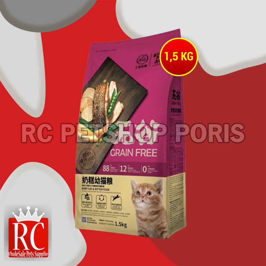Kitchen Flavor Grai Free Baby Kitten Cat Dry Food Makanan Kucing 1.5KG