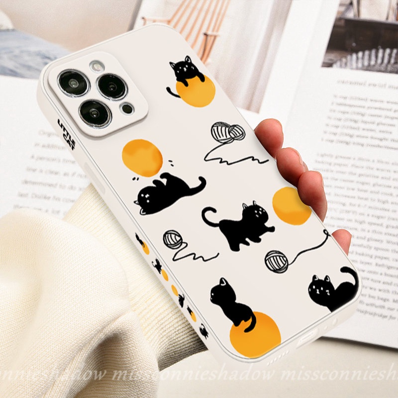 Case Motif Sisi Kucing Kartun Lucu Imut Kompatibel Untuk iPhone 11 Pro Max XR 8 6 7 6S Plus 11 13 14 12 Pro Max X XS Max 7Plus SE 2020 Lembut Tepi Lurus Soft Tpu Phone Cover