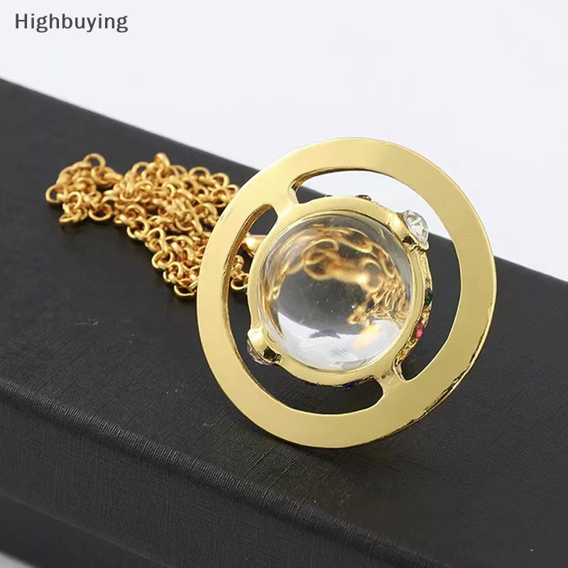 Hbid Planet Saturnus Kristal Orb Kalung Anting Stud Jewellery Wanita Perhiasan Hadiah Glory