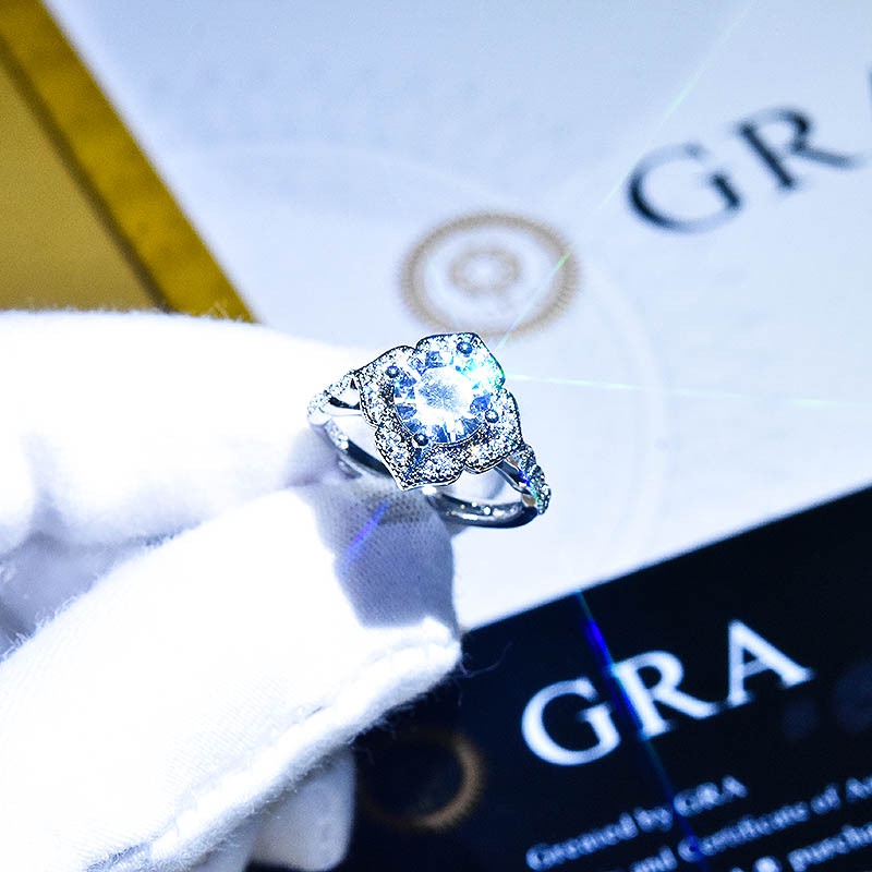 Goldkingdom Aksesoris Perhiasan Fashion Ready Stock Mosan Diamond Ring Carat Cincin Wanita