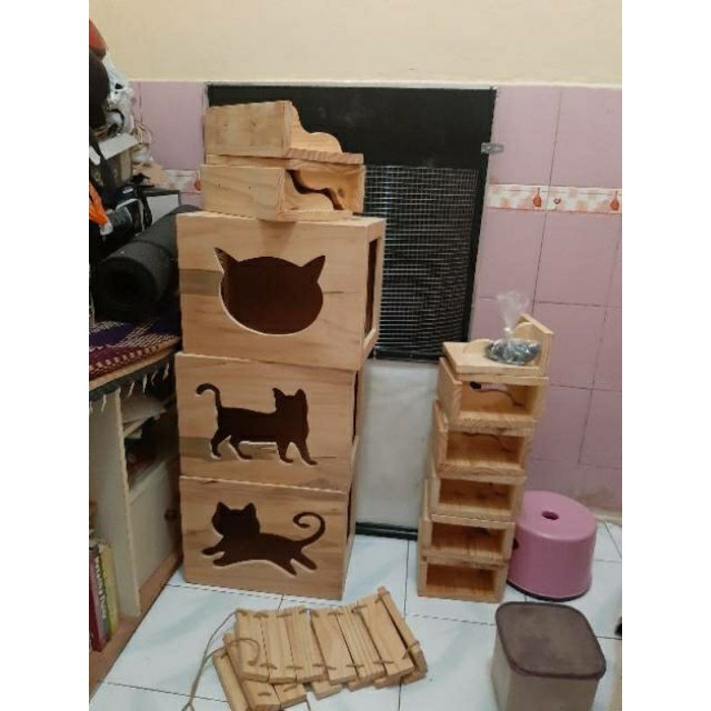 HidroAquatic - pijakan kucing kayu cat Playground 40x30cm