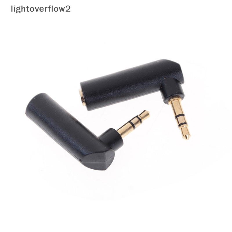 [lightoverflow2] 2pcs Bentuk L 3.5mm Sudut Kanan Female Ke 3.5mm Male Plug Adapter Connector [ID]