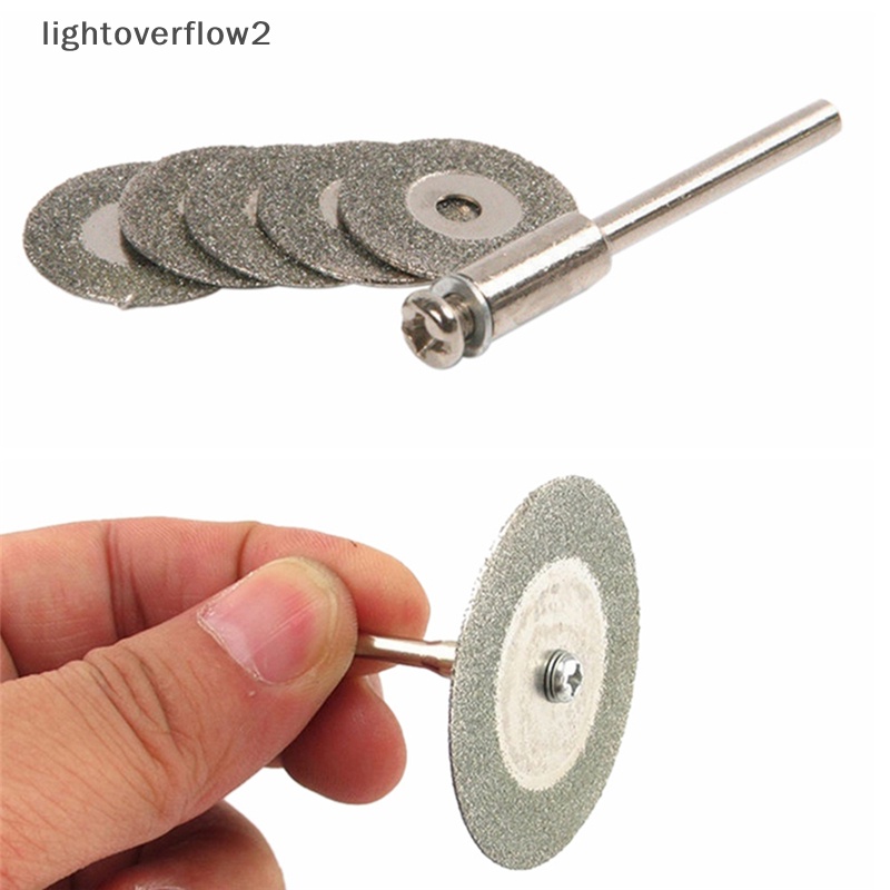 [lightoverflow2] Hot 5pcs 22mm Emery Diamond cutg blades Mata Bor+1 Mandrel Untuk Dremel Set [ID]