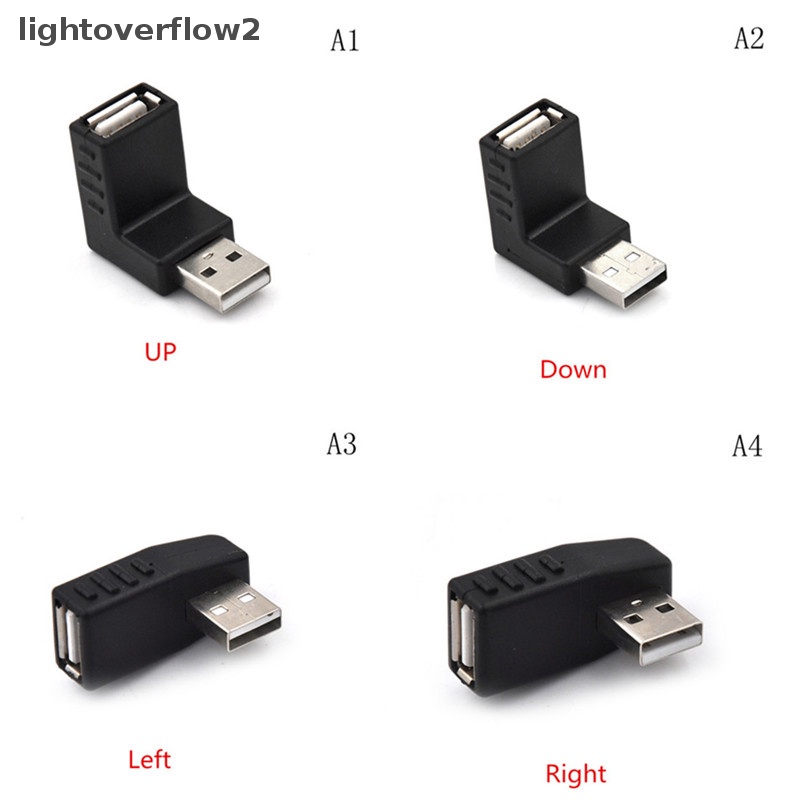 [lightoverflow2] Usb 2.0 Male to Female Adaptor Siku Konektor Ekstensi Berbentuk L [ID]