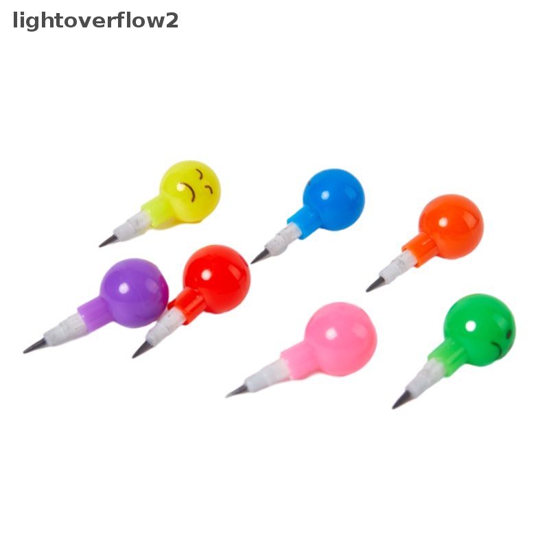 [lightoverflow2] 2 Pcs Kartun Kreatif Warna-Warni Pensil Ekspresi Senyum Wajah Pensil Anak Paing Permen Labu Pena Perlengkapan Sekolah Alat Tulis [ID]