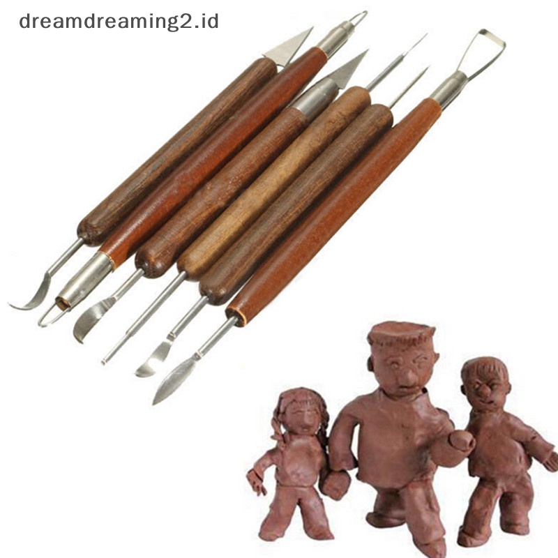 (drea) 6pcs Clay Sculpg Lilin Ukir Tembikar DIY Alat Pembentuk Polymer Modelling Hadiah//