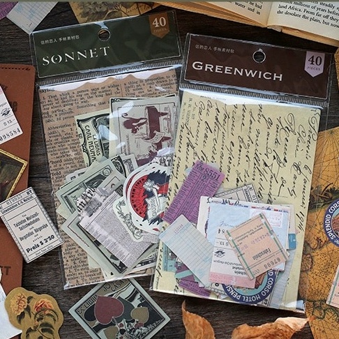 

40 Lembar Journaling Kit / Deco Paper Dekorasi Hiasan Scrapbook DIY Bujo Renaissance 2