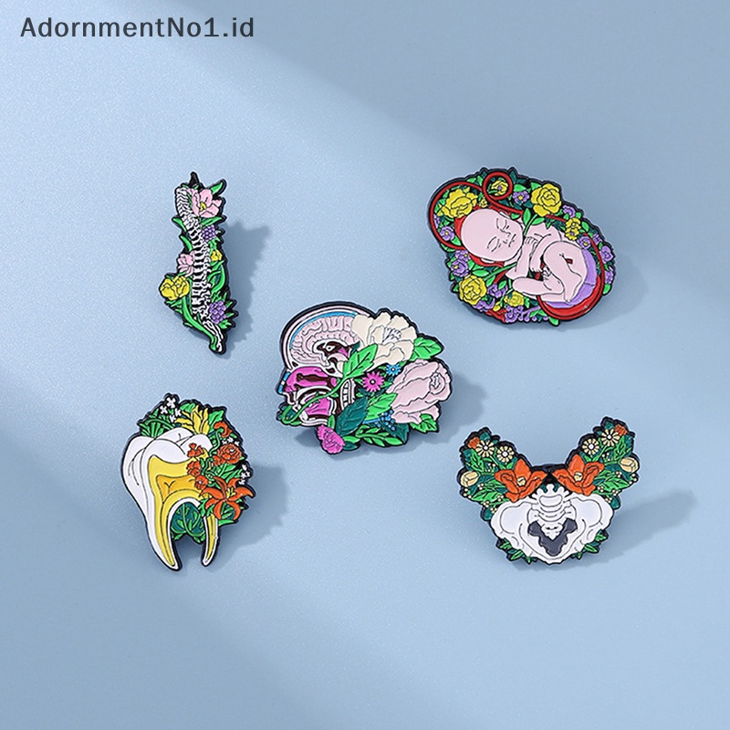 [AdornmentNo1] Bunga Organs Enamel Pin Desain Kreatif Otak Jantung Cat Lencana Bentuk Bunga Paduan Bros Tas Lencana [ID]