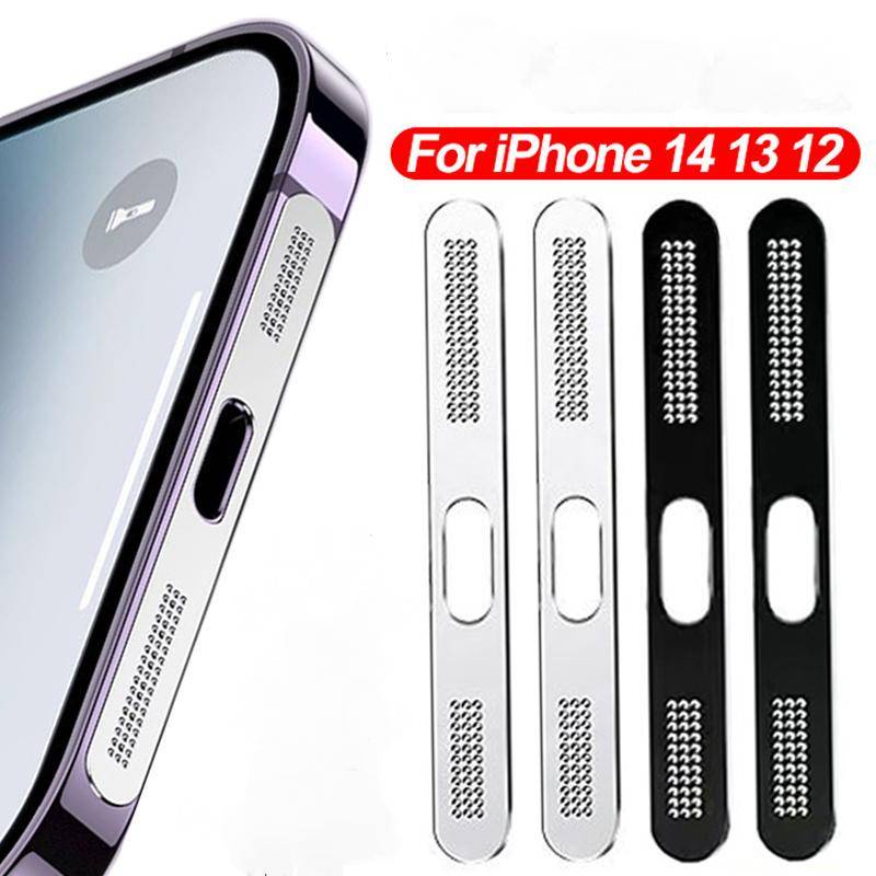 IPHONE 1-2pcs Stiker Jaring Anti Debu Bahan Metal Untuk Iphone14 13 12 Pro Max Plus Lubang Suara Mini Speaker Lubang Anti Debu Metal Mesh Penutup Debu Universal