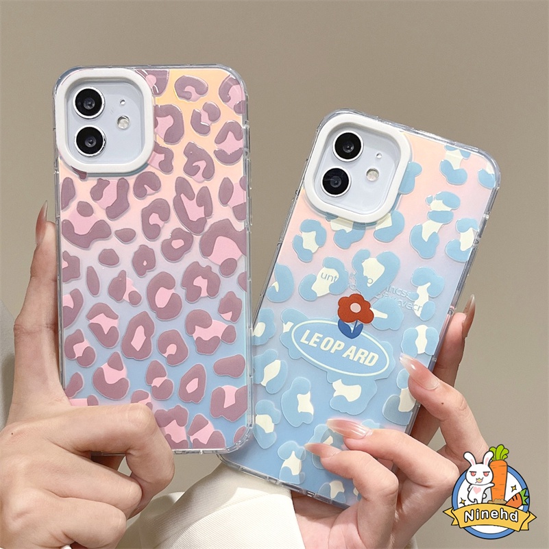 IPHONE Casing Motif Leopard Kepribadian Mewah Kompatibel Untuk Iphone14 13 12 11 Pro Max X Xr Xs Max8 7 Plus SE 2020 Laser Shockproof Transparet Phone Case Lembut Silikon Bumper Penutup Belakang