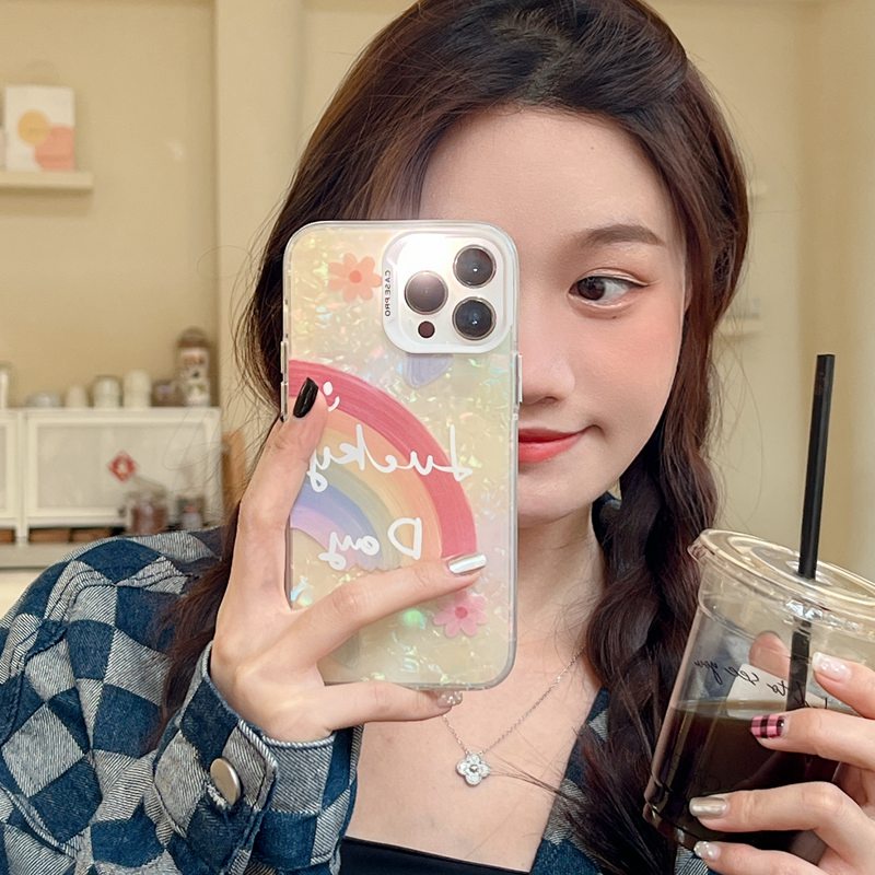Nice Sunshine Rainbow Shell Pattern Soft Case HP iP iPhone 12 13 14 Pro Max 11 Girl Woman FTD Casing Apple