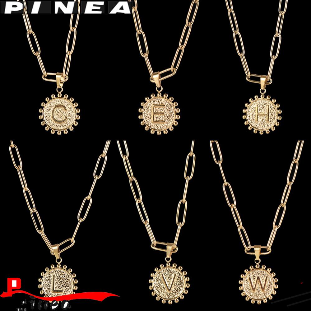 Kalung Lapis Nanas Fashion Adjustable Kalung Liontin Koin Berlapis Emas 14K