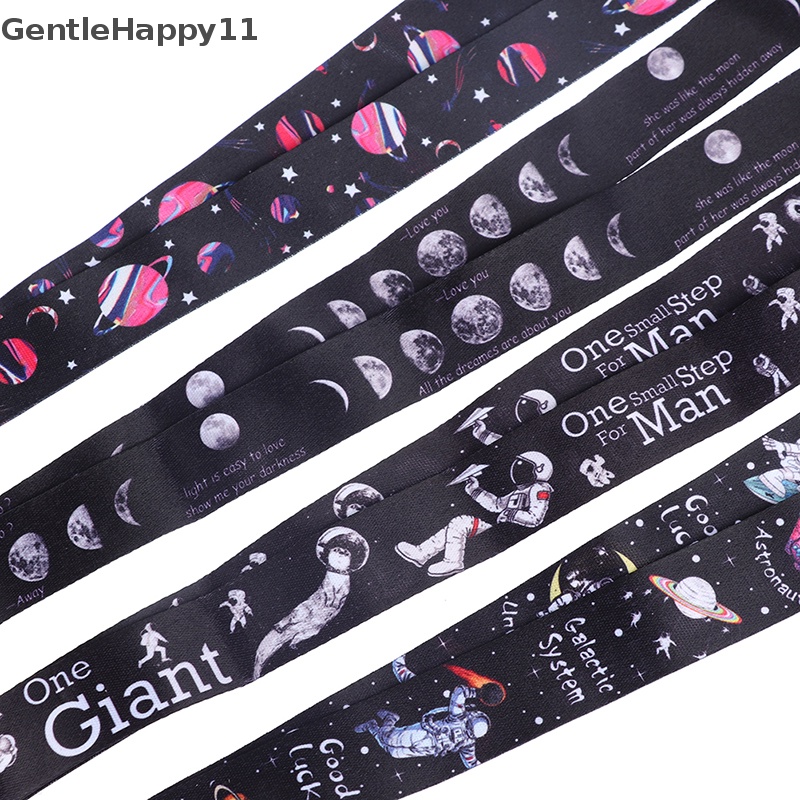 Gentlehappy Universe Astronot Lanyard Gantungan Kunci id Card Pass Gym Handphone Tali Gantung id